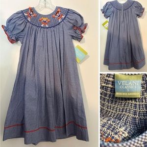 Velani Classics smocked Auburn football dress